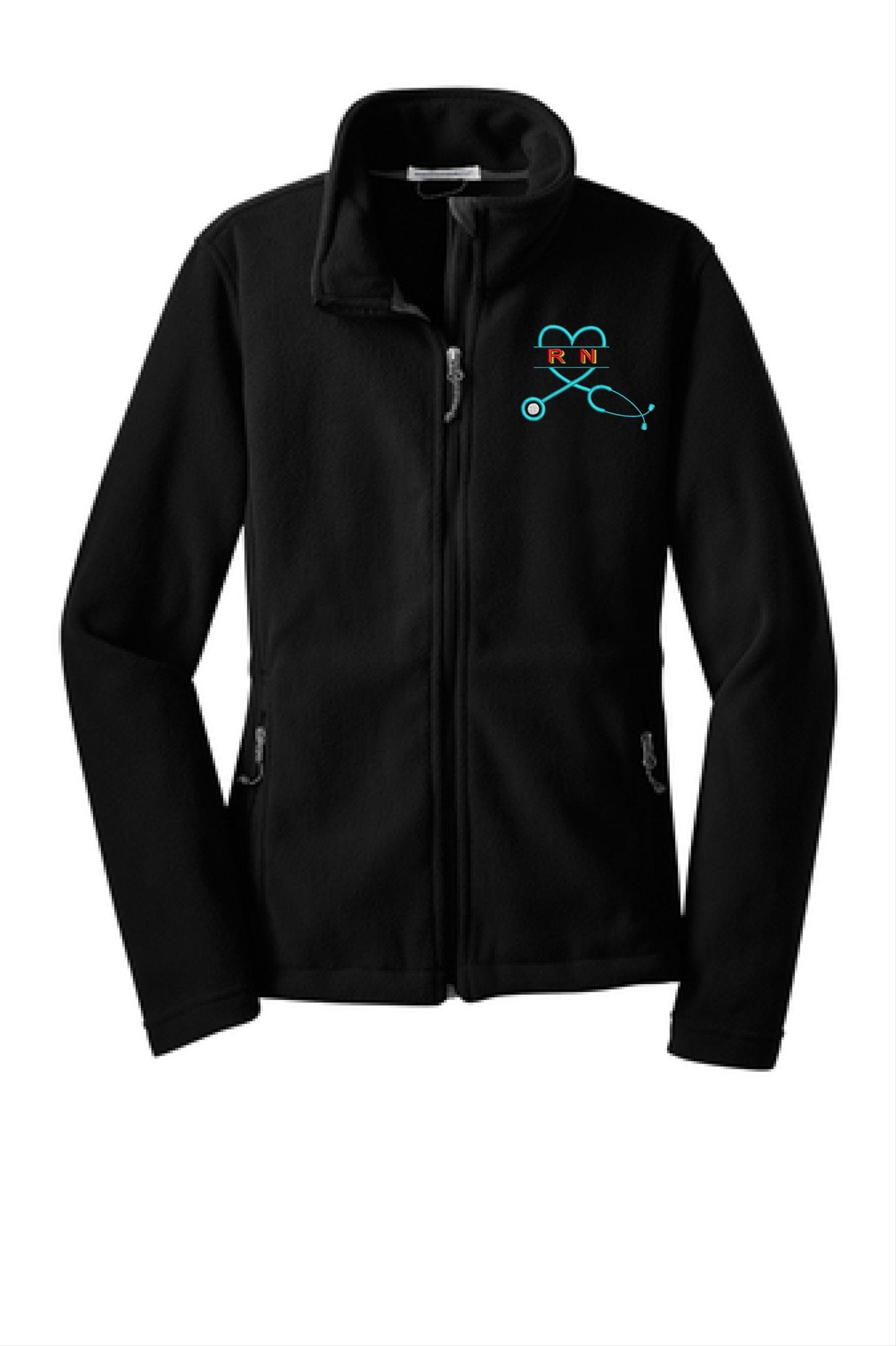 Custom Embroidered Fleece Jacket with Stethoscope Logo - Personalized Medical Layer.