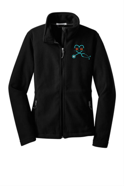 Custom Embroidered Fleece Jacket with Stethoscope Logo - Personalized Medical Layer.