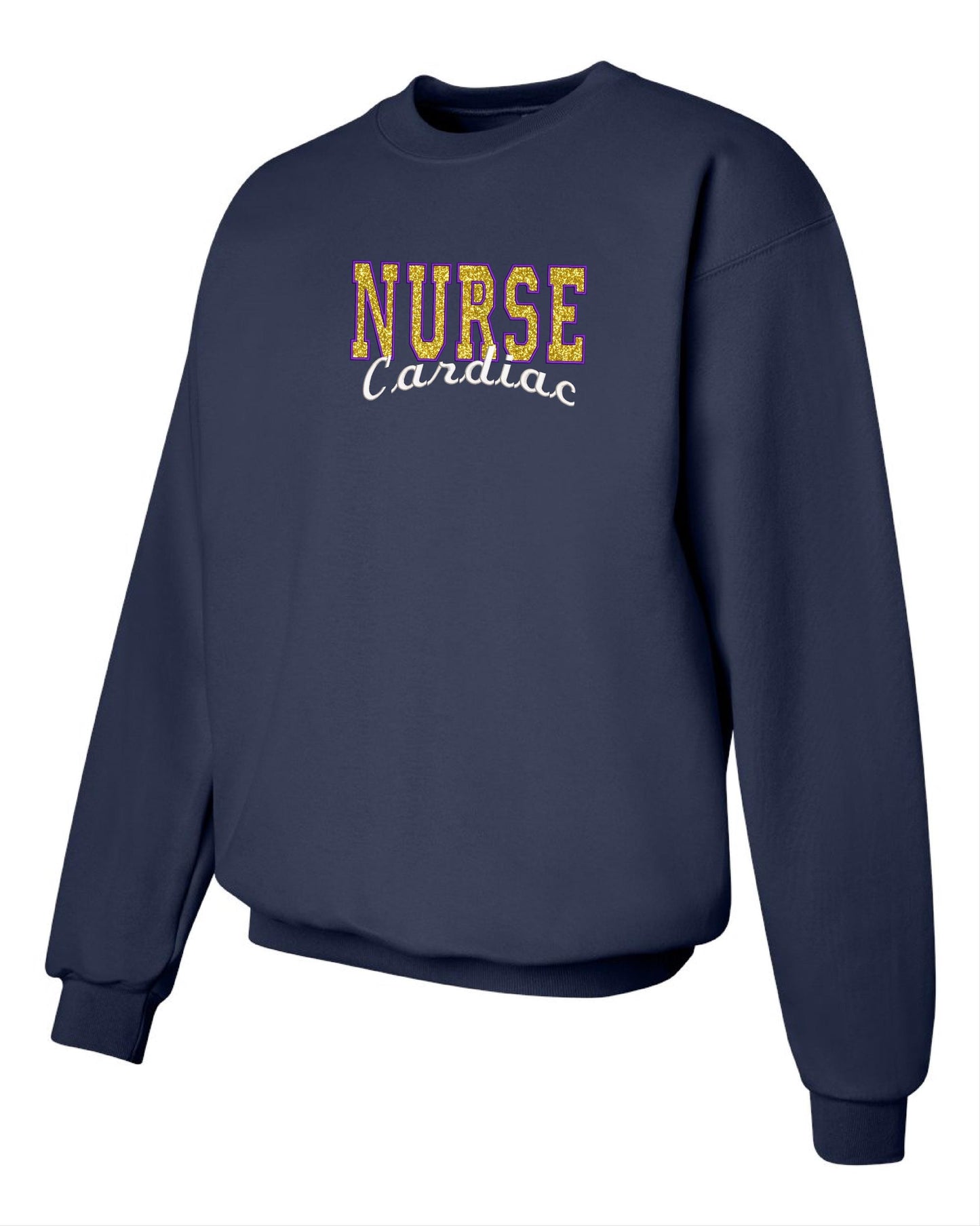 Custom Nursing Sweatshirts - Personalized with Glitter Applique & Specialty Options (RN, NP, LPN).