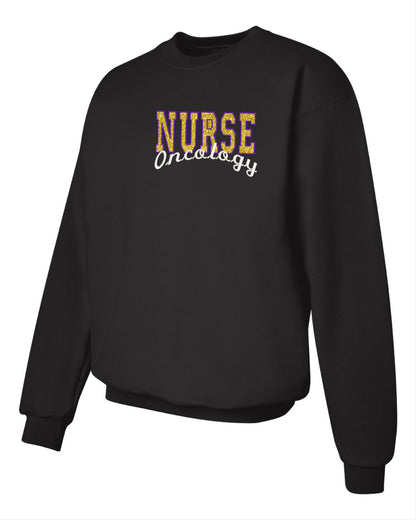 Custom Nursing Sweatshirts - Personalized with Glitter Applique & Specialty Options (RN, NP, LPN).